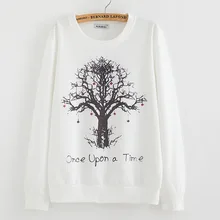 2015 New winter Hoody women Casual hoodies Strawberry tree print thin inside long sleeve o neck letters sweatshirt for women
