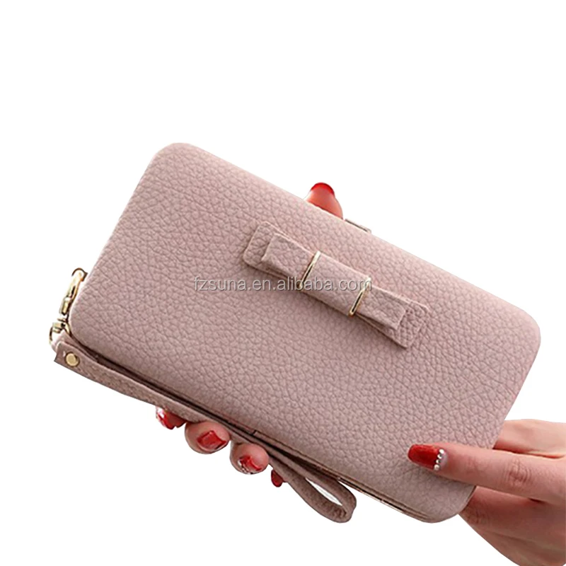 Bow-tie Purse Women Leather Wallet Female Cellphone Money Bag Clutch Card Ladies  Wallet
