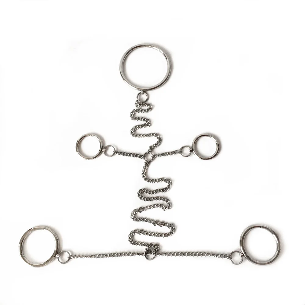 Stainless Steel Metal Bondage Set Hand Ankle Cuffs Neck Collar Slave Bdsm Fetish Handcuffs Sex Games Toys for Adults Restraints