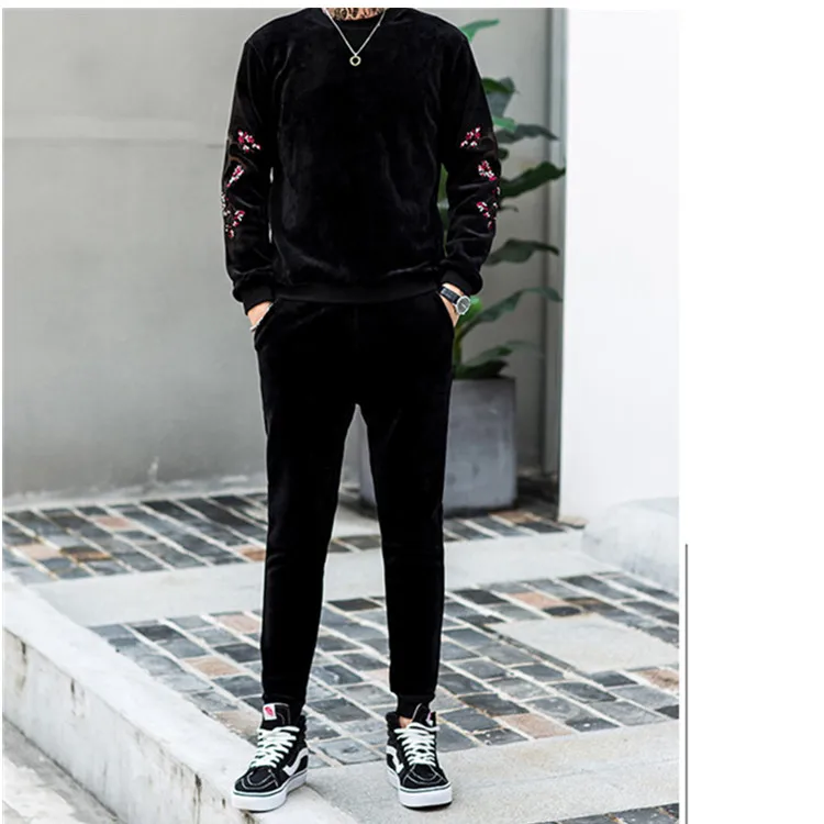 Hot Selling High Quality Velour Hooded Men Track Suits
