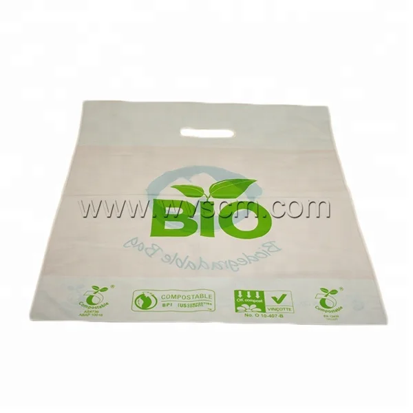 100% OXO Biodegradable Compostable Eco Friendly Plastic D2W EPI Cassava Corn Starch Die Cut Bags Wholesale