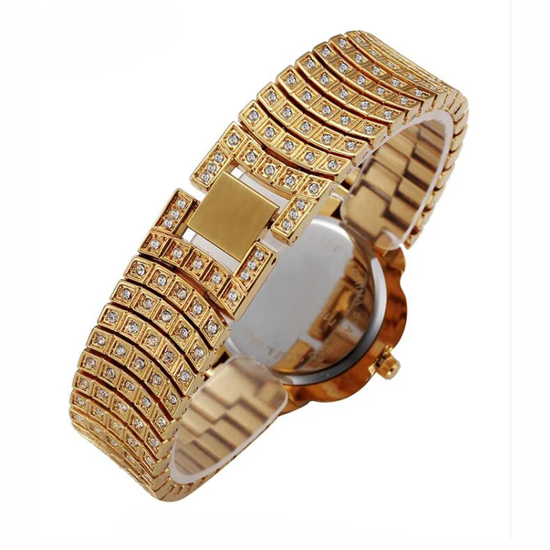 blues OEM wholesale Men Gold Techno Paved crystal rhinestone Bling bling Diamond women wrist Watches