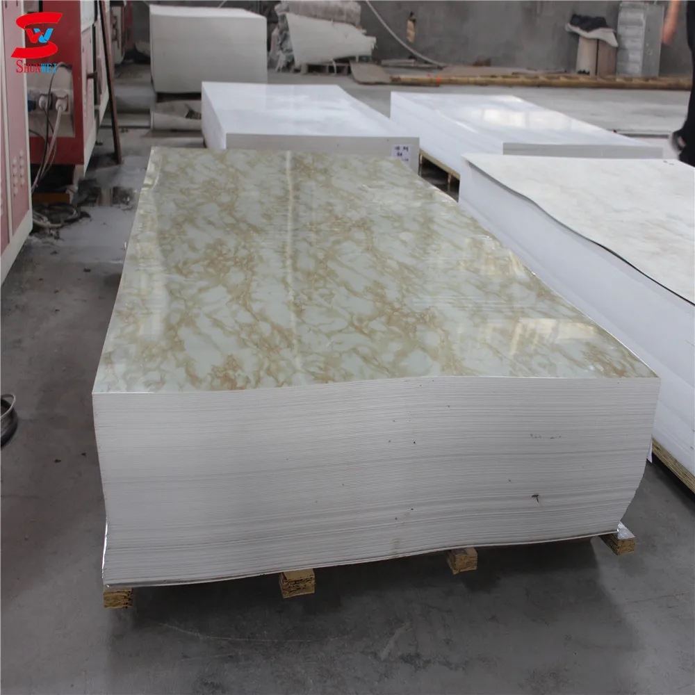 low price waterproof uv coated marble pvc sheet for interior deco