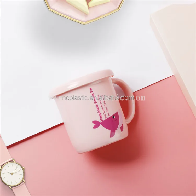 450ml 16oz Whales printing CHILDREN KIDS PLASTIC MUGS WITH HANDLE FUN TRAVEL HOME