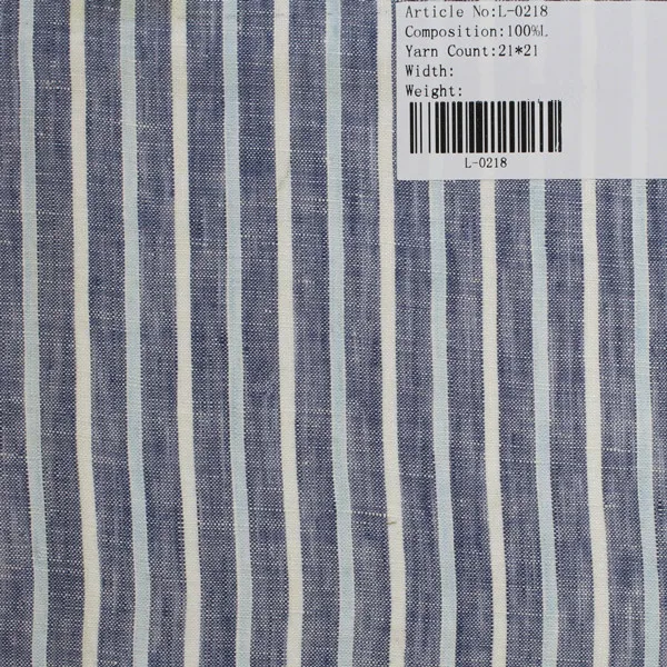 hot sale yarn dyed narrow stripe pure linen fabric
