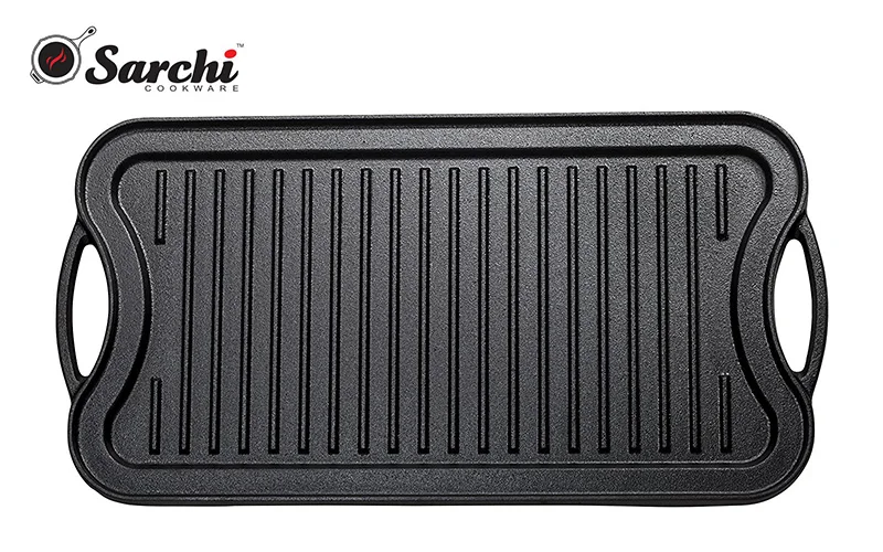 Rectangle 20inch cast iron double sided grill and griddle