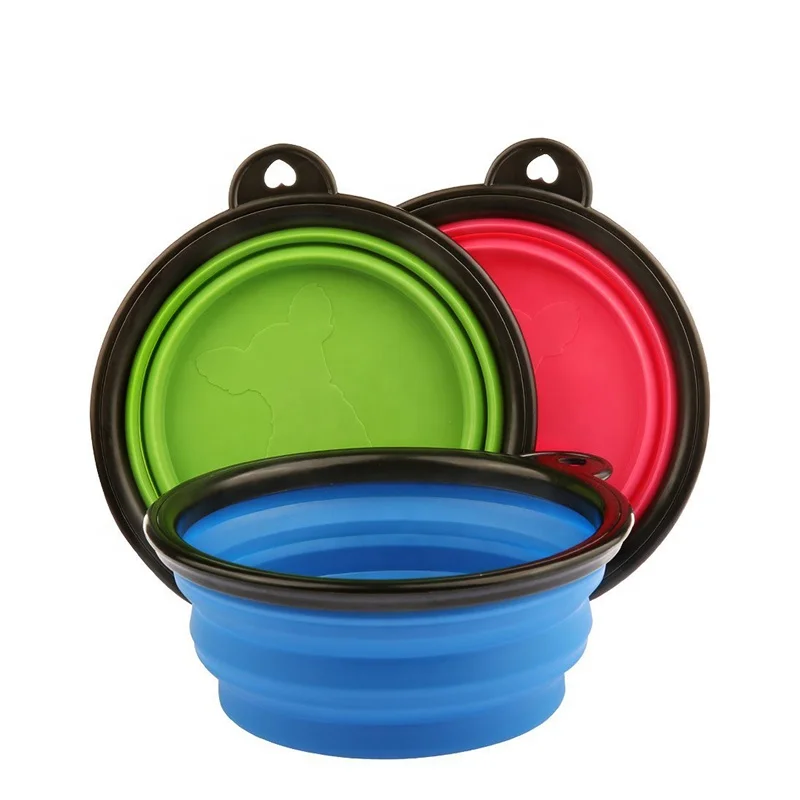 Portable Collapsible Pet Cat Dog Food Foldable Silicone Dogs Travel Drinking Bowl Water and Food Feeder Bowl