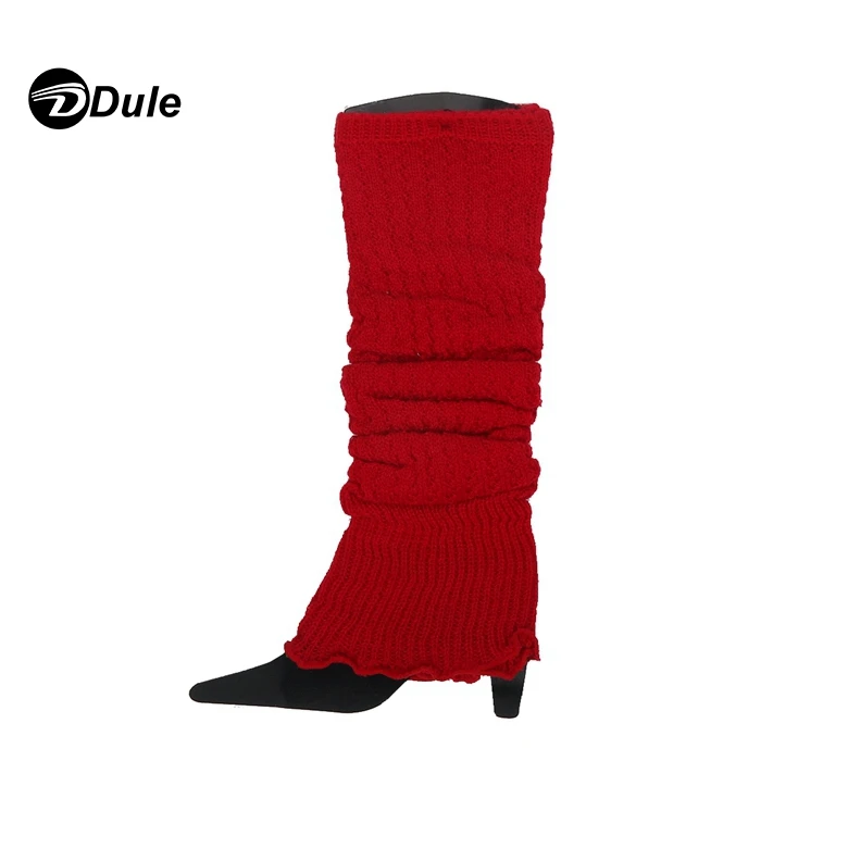 
Dark Green Color Beautiful Women Double Buttondance Knitted Leg Warmer Socks Knit Boot Cover Socks 