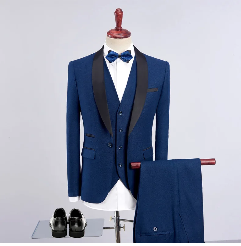
Elegant One Button 3 Pieces Wedding Suits Groom Tuxedos Men Suit 