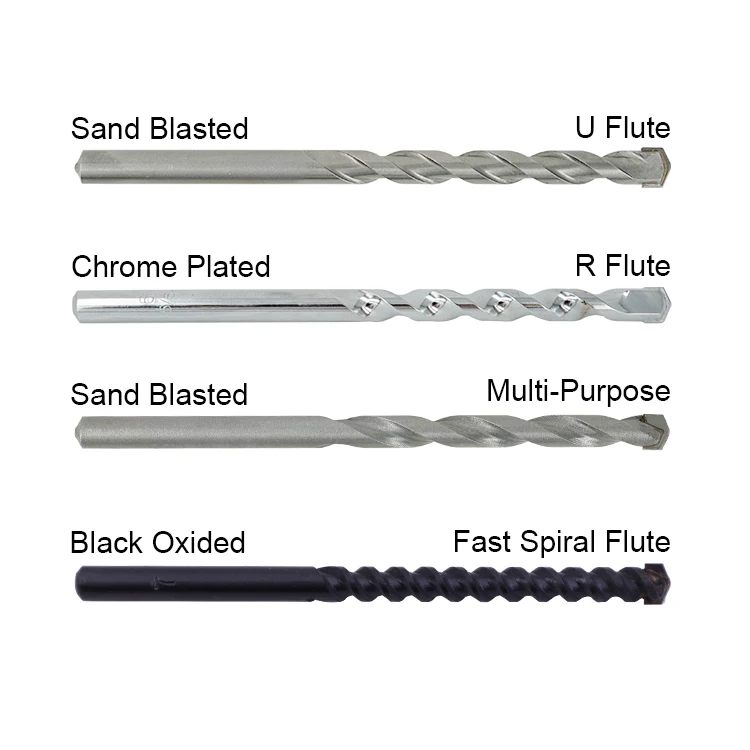Round Shank L Flute Extra Long Carbide Tipped Masonry Drill Bit for Concrete Brick Masonry Drilling