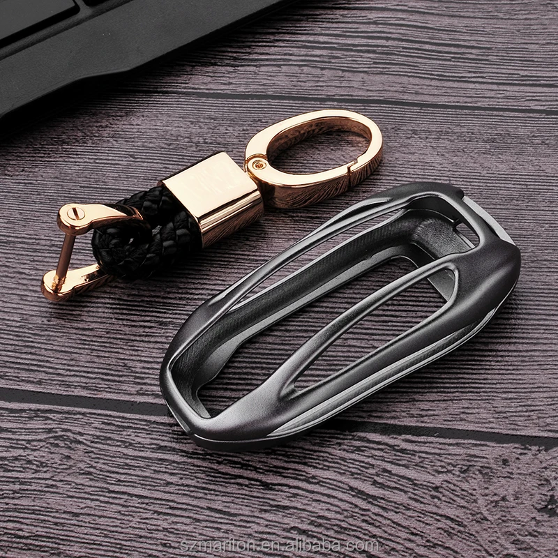 
Silver Hollow Out Key Case for Model X SUV car key leather keychain No logo 