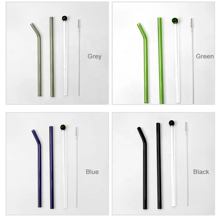 Reusable Borosilicate Color suck it up Drinking Glass Straws