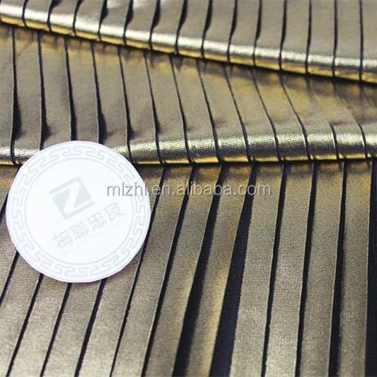 Wholesale Shine Golden Pleating Skirt Dress Pleating Fabric Brands Pleated Golden Foil Fabric