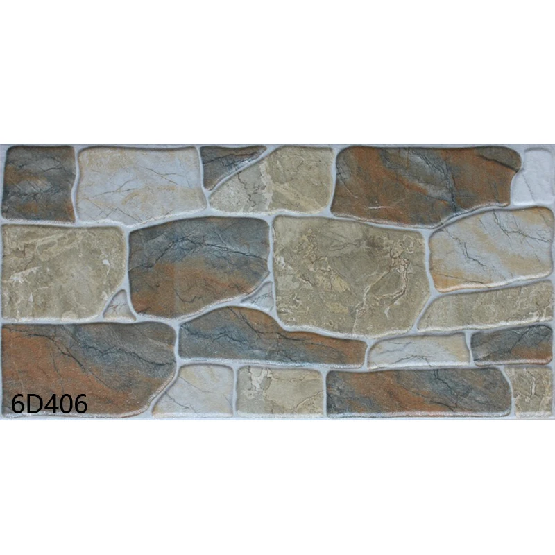 Colorful stone design porcelain rustic rock wall tiles 200x400mm