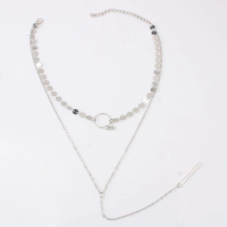 neck Necklace round sequins love pendant