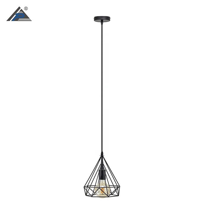 Industrial Style Vintage Handmade Iron Line Lighting Chandelier Diamond Shaped Ceiling Metal Pendant Light Hanging Lamp