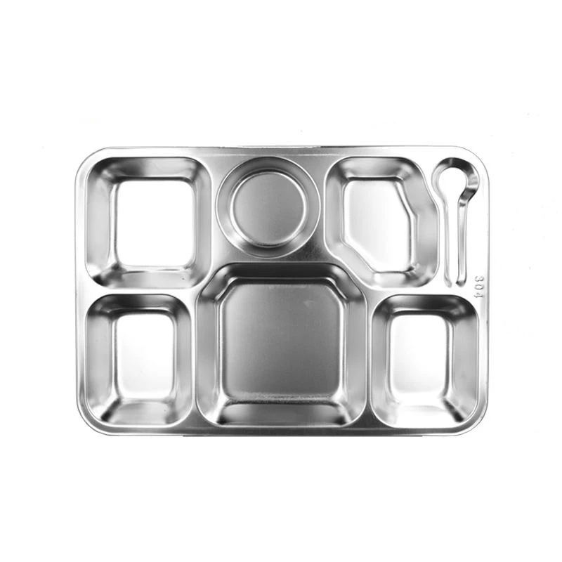 
High quality 7 Compartments 304 stainless steel hospital prison hotel Restaurant food tray 