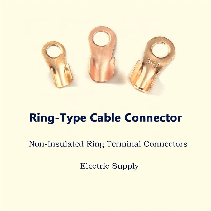 Urlwall 70Pcs Bare OT Open Ring-Type Copper Circular Splice Terminals Kit Non-insulated Naked Cable Wire Connector 10-50A Kit