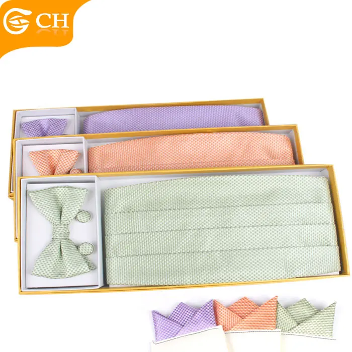 100% microfiber colorful cummerbund and bow tie set