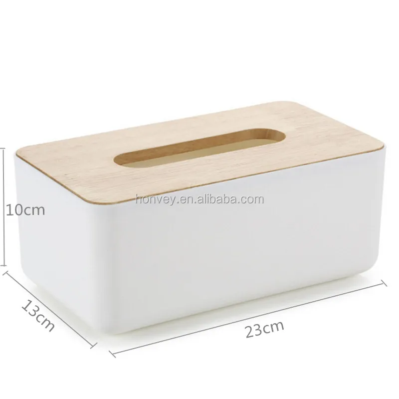 
Minimalist Plastic Tissue Box Dispenser With Oak Wooden Cover Paper Home Car Napkins Holder Home Organizer Decoration 