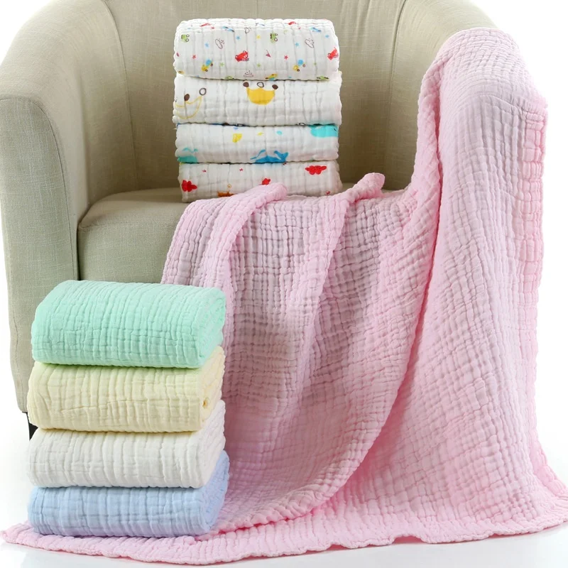 6 Layer Muslin Cotton Dual Warm Baby Blanket and Bath Towel Muslin Baby Swaddle Receiving Blanket Flannel Fabric CLASSIC Adults