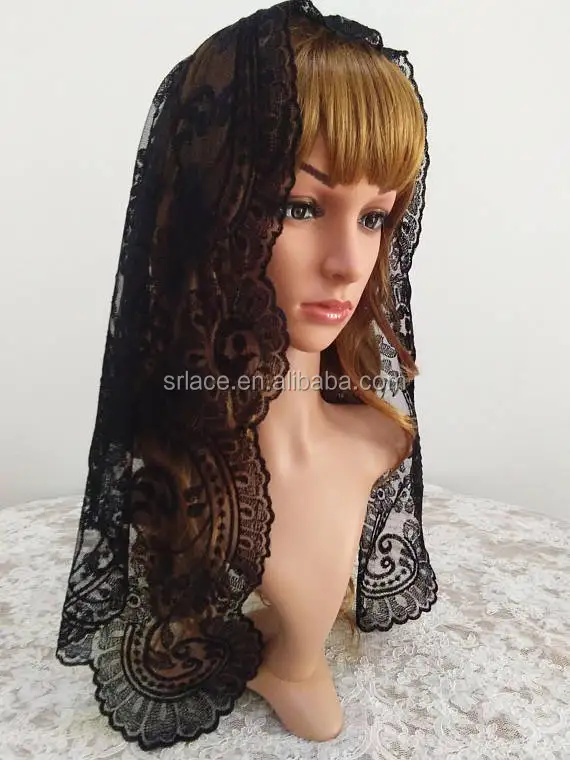
Black Authentic Spanish Lace Mantilla Catholic Lace Veil Chapel Lace Mass 