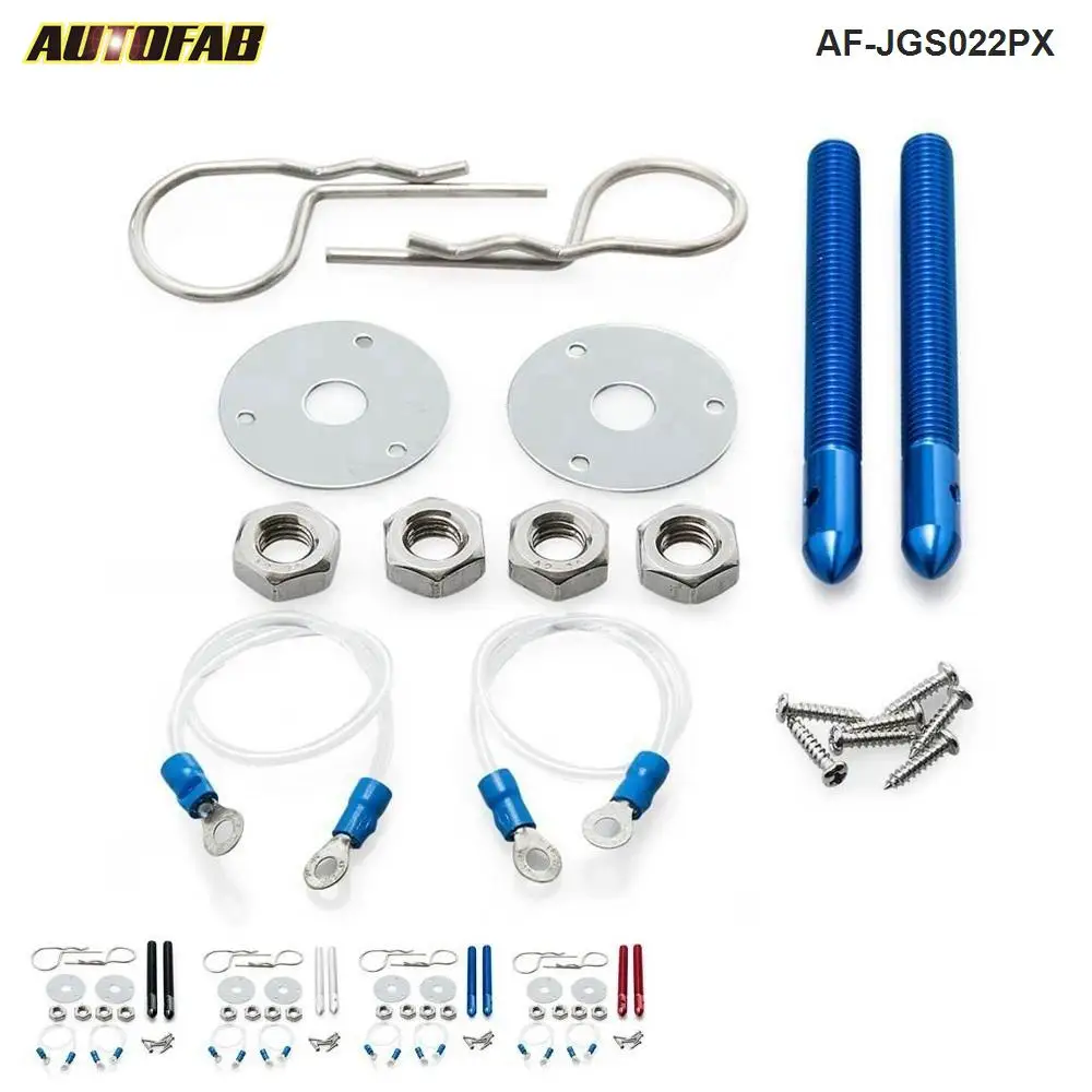 AUTOFAB - Universal Racing Epman Sport Car Hair Pin Style Hood Pin Set W/ Lanyards AF-JGS022PX