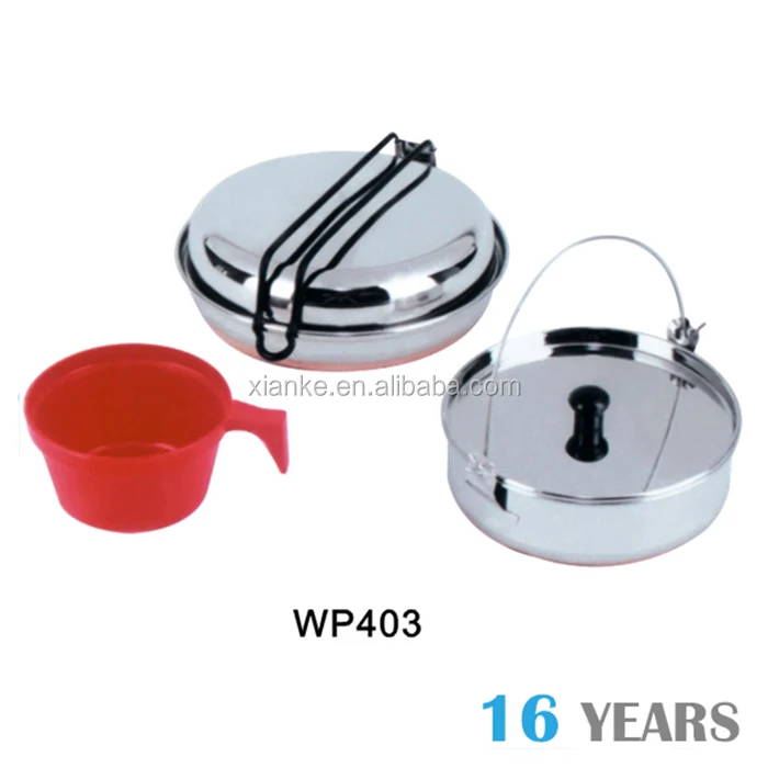 High quality stainless steel cook pots and pans camping cookware set