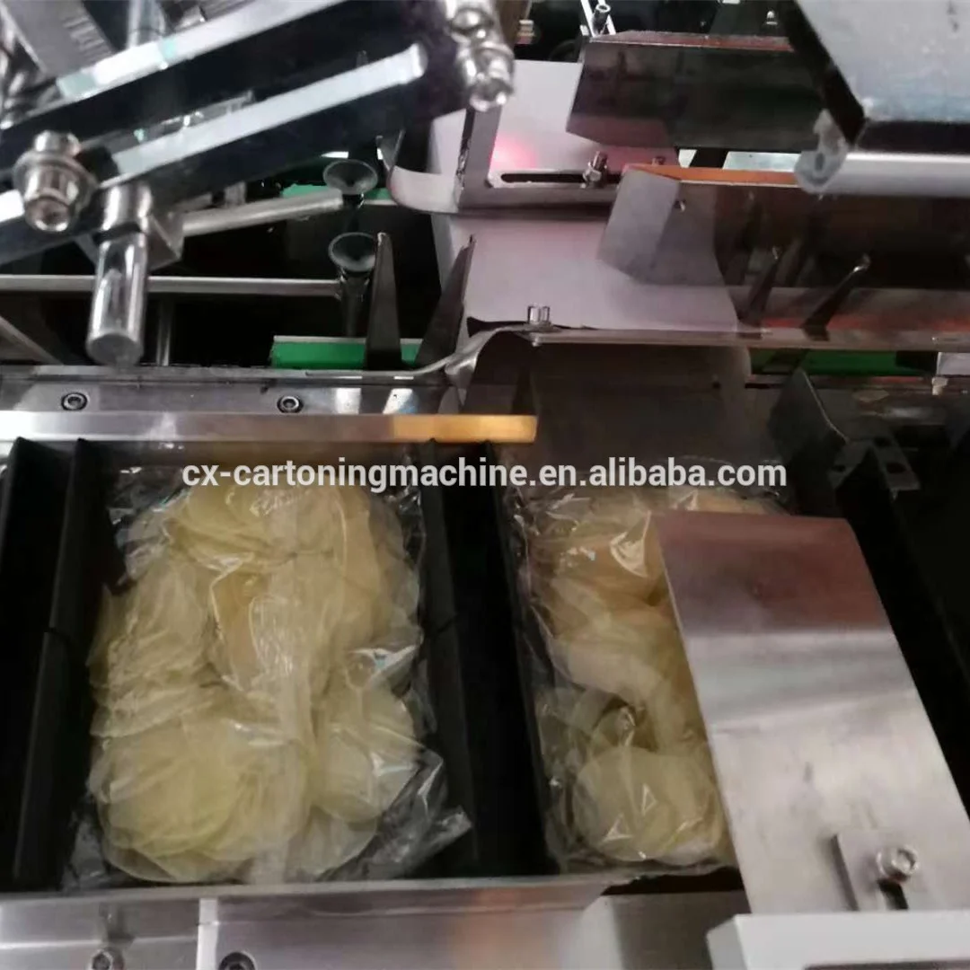 
Automatic Prawn Crackers Carton Boxing Machine with Vibrator Settling Device Replacement Manual Effort 