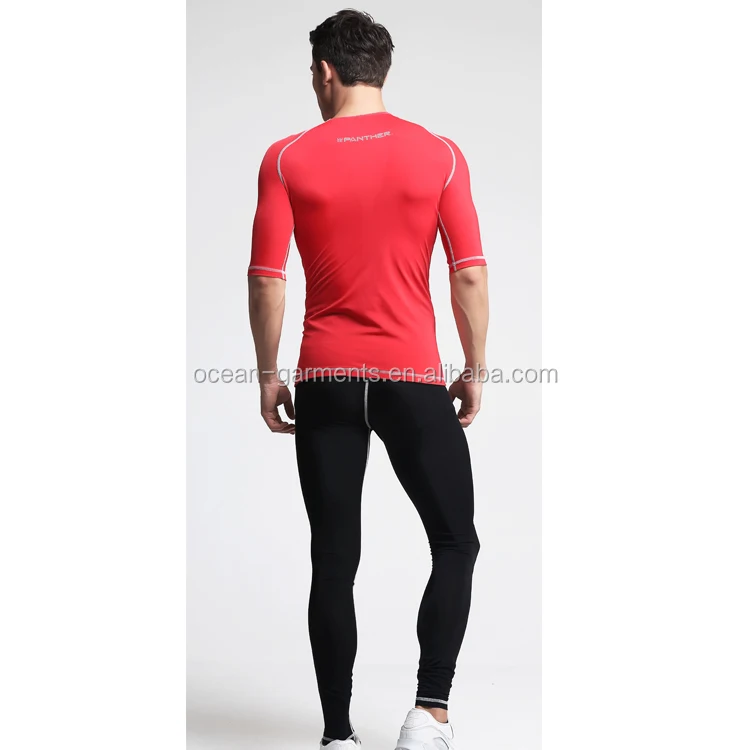 Mens Rash Guard Active Wear Running Workout Compression Base Layer Sport Wear Set