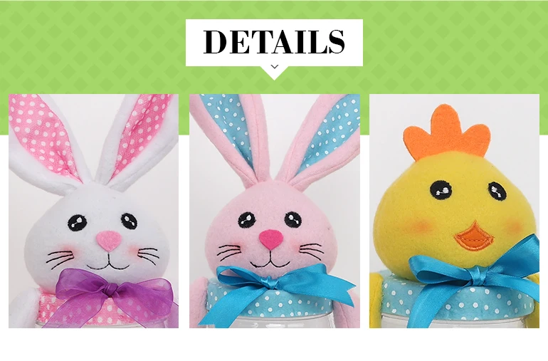 
Cute Animals Design plush bunny sale supplier customized gifts container plastic Decoration easter candy jar 
