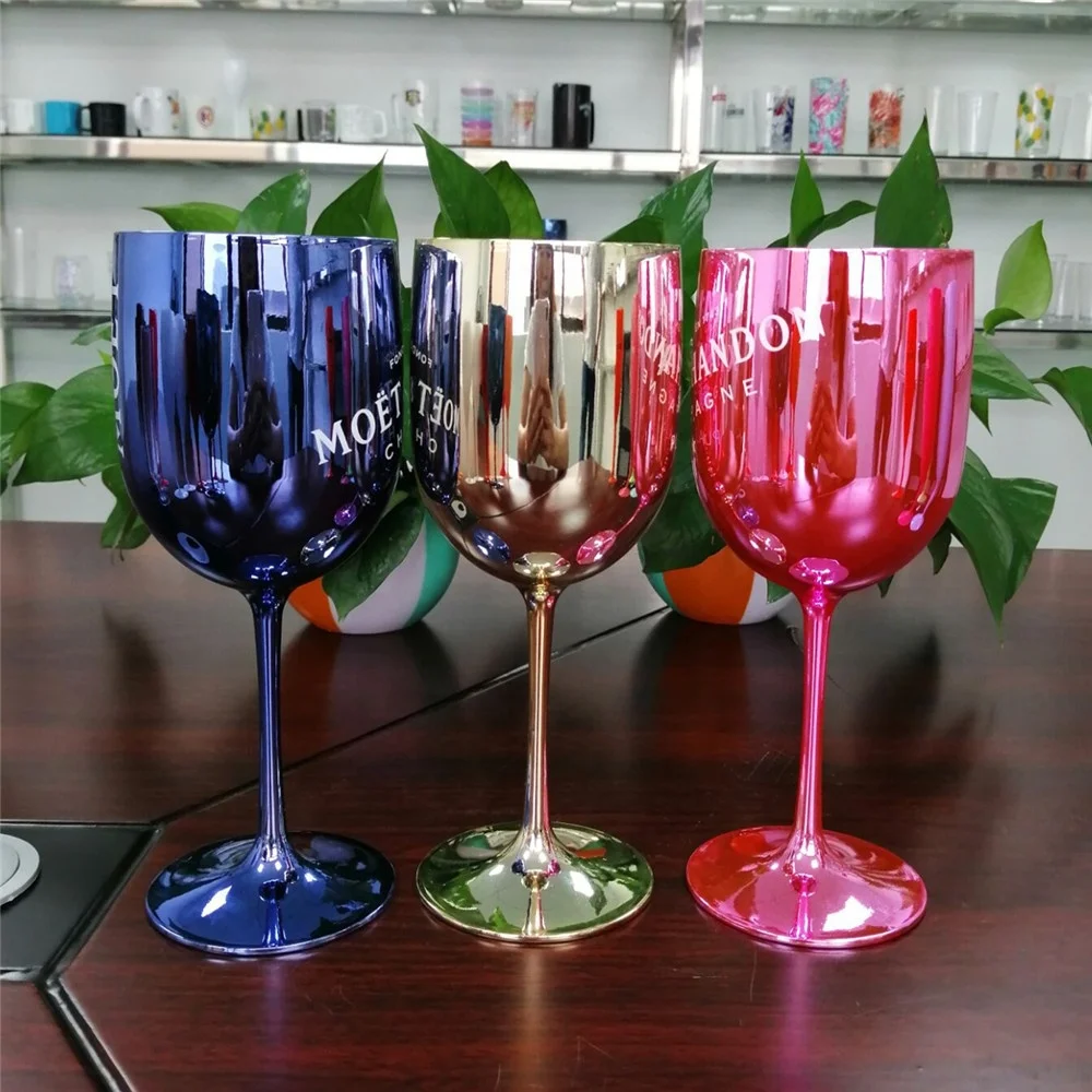 
New Red/Pink/Gold/Blue Glass Goblet Champagne Glass 