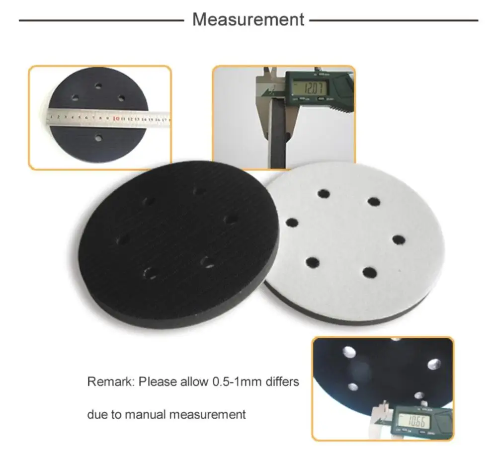 6 Inch 6 Holes Soft Buffing Pad Sponge Interface Pad for Hook and Loop disc sanding