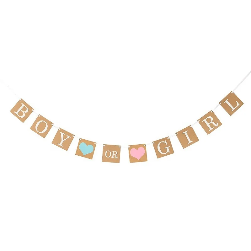 Boy or Girl Gender Reveal Banner Decoration Baby Shower Party Supplies