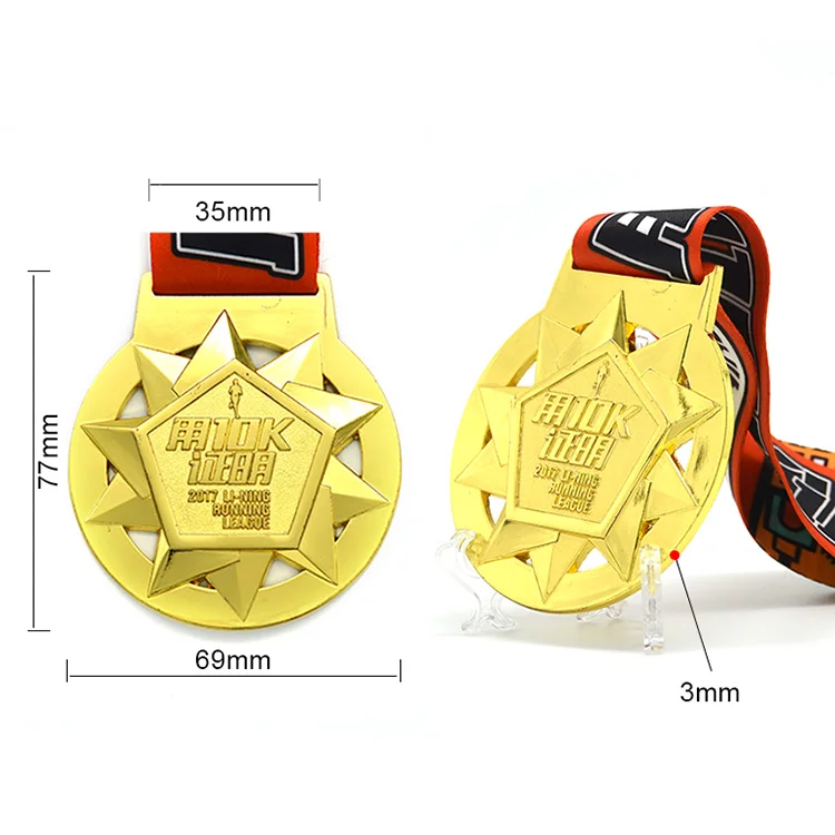 2017 пользовательские золото Li-Ning кроссовки Лига 10 К вызов гонки металлическая медаль