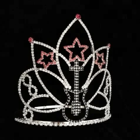 Music Theme Rhinestone Star Pageant Crown