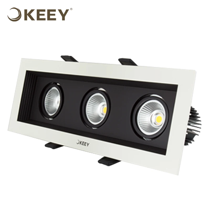 
KEEY 3*9W 18 Watts Led Grille Lamp Light Fixture Protective Grille Lights Commercial Lighting Rectangle Shape QYR2-GS607W-3 