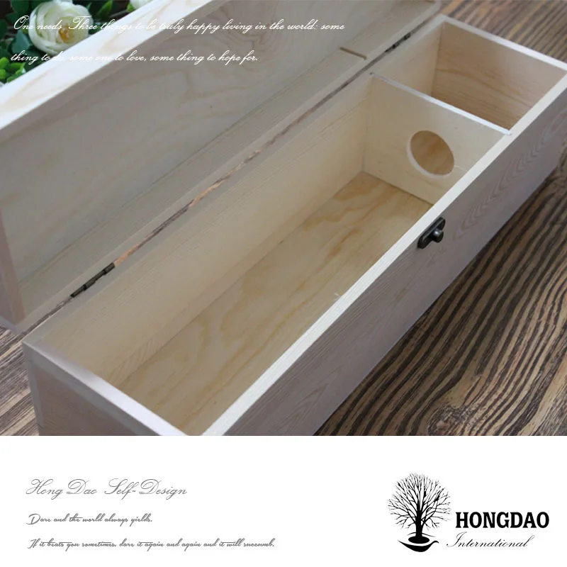 
HONGDAO Wholesale Unfinished 3 Bottle Wooden Wine Box,wooden gift box wine storage holder 
