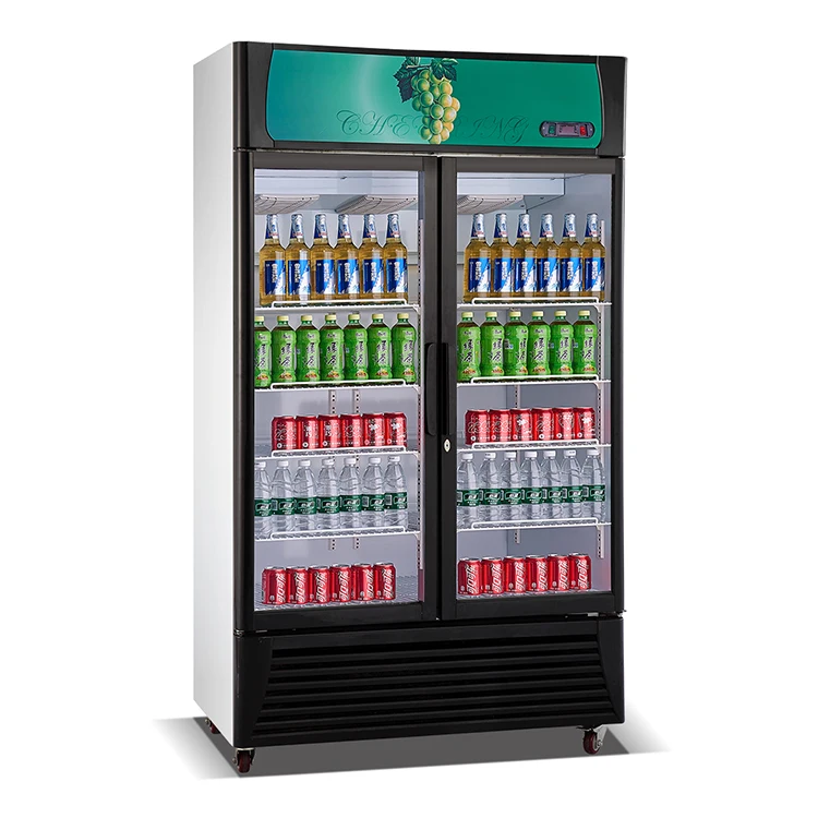 High quality beverage cooler supermarket commercial  beer  freezer two door refrigerator