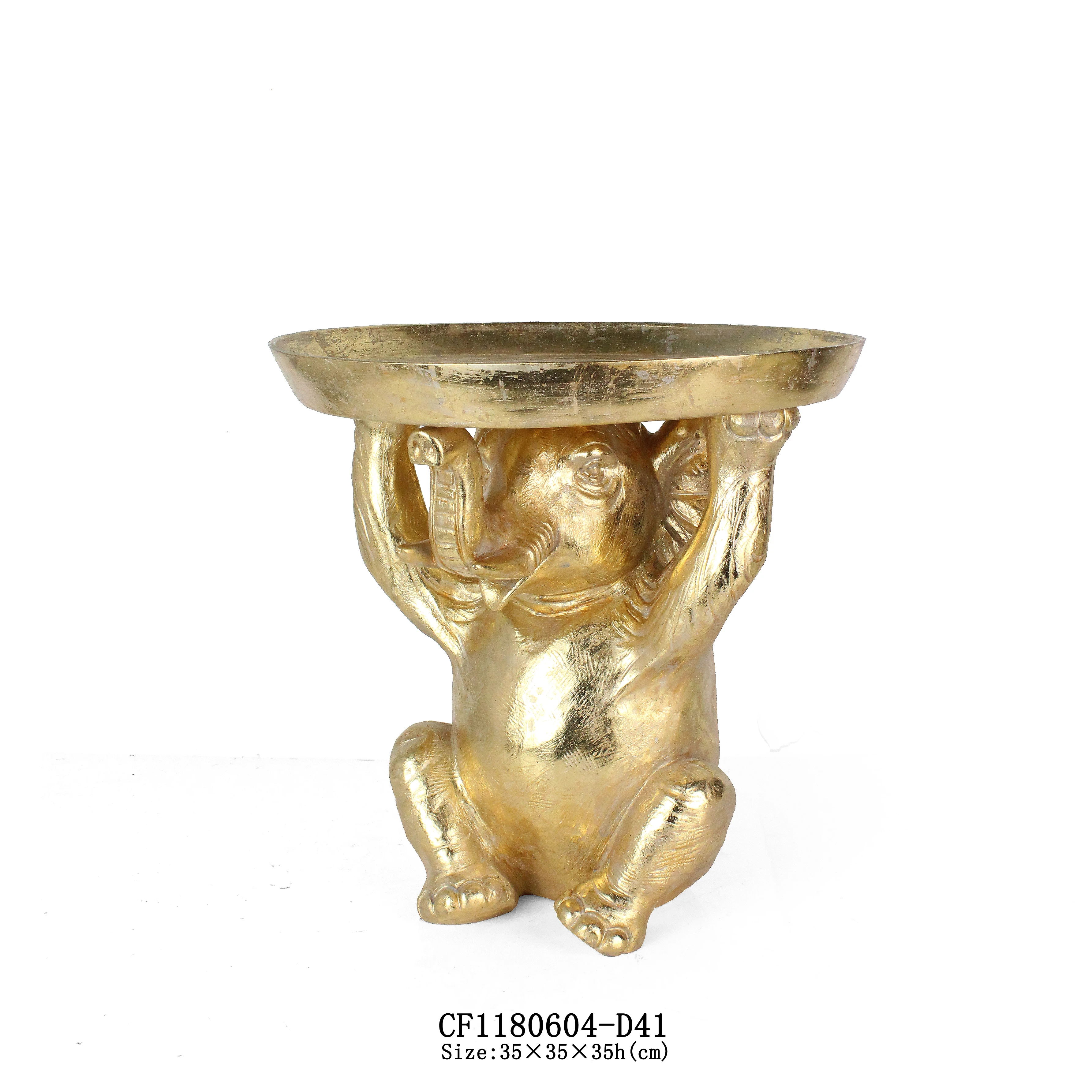 Resin Animal Monkey Hold Metal Tray Sculpture Garden Home Decor Crafts