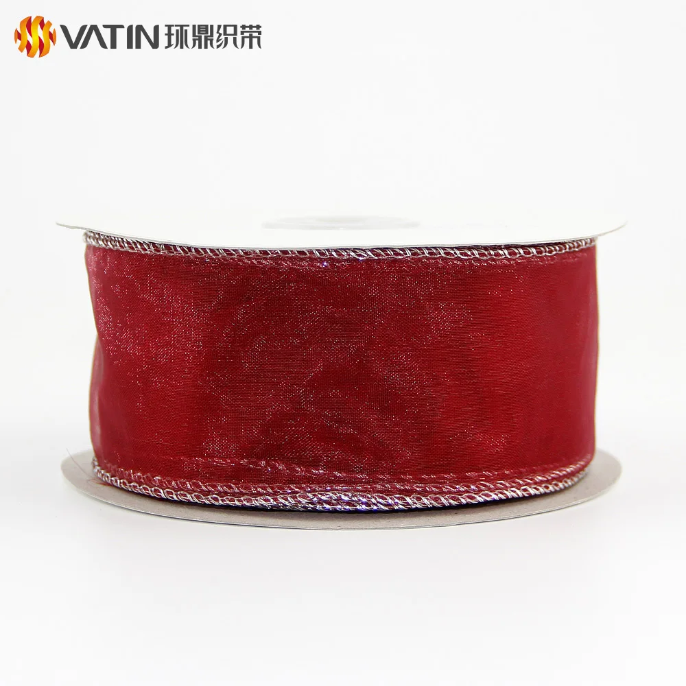 Wholesale Custom Fabric Christmas Tree Wire Edge Decorative Ribbon