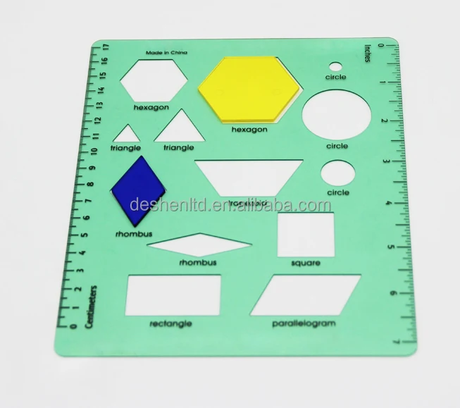 Drawings Templates Measuring Geometric Rulers Plastic Draft Rulers for School Office Supplies, Set of 5