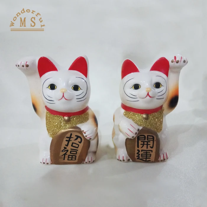 wholesale japanese traditional maneki neko custom gold porcelain ceramic lucky cat for Shop and Office Decoration