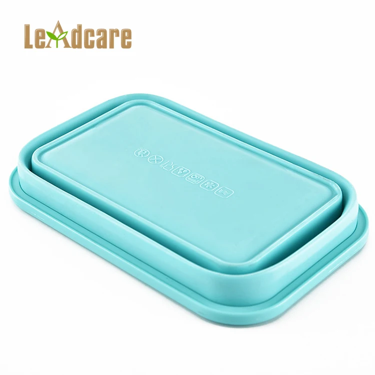 Bpa free food grade 4PCS Silicone Foldable bento box Collapsible Lunch Box Set Folding Food Storage Container