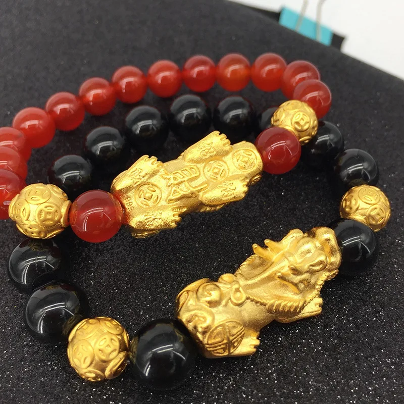 Vietnam Alluvial Gold Brave Troops Charm Man& Woman Lucky Pixiu Beads Bracelet Wholesale Gifts For Women