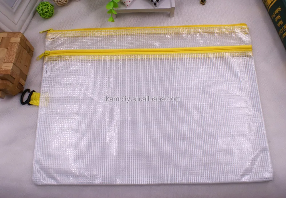 Clear PVC Mesh Pencil Bag  Portable Waterproof Plastic Document Storage Bag File Folder