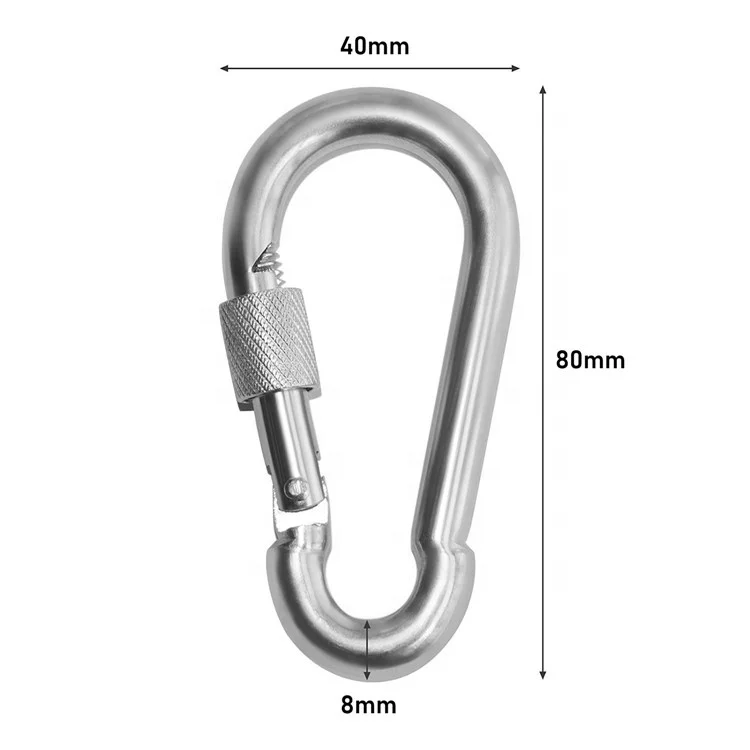 BT-245S Excellent Climbing Steel Carabiner Electric Galvanized Climbing 7mm With Screw Steel Spring Snap Hook Locking Carabiner