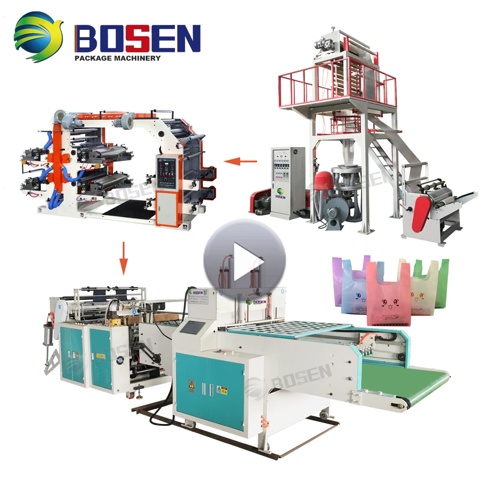 Biodegradable Garbage T-shirt Shopping Plastic Bag Making Machine Price
