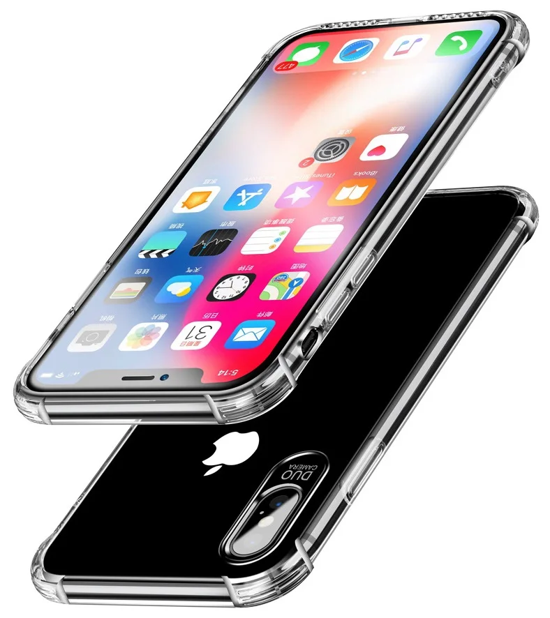 Four Corners Anti Crack Transparent Crashproof TPU, Strong GEL Case Cover for iPhone X/XS, XS MAX, XR, 7/8, 7/8 Plus Shock Proof