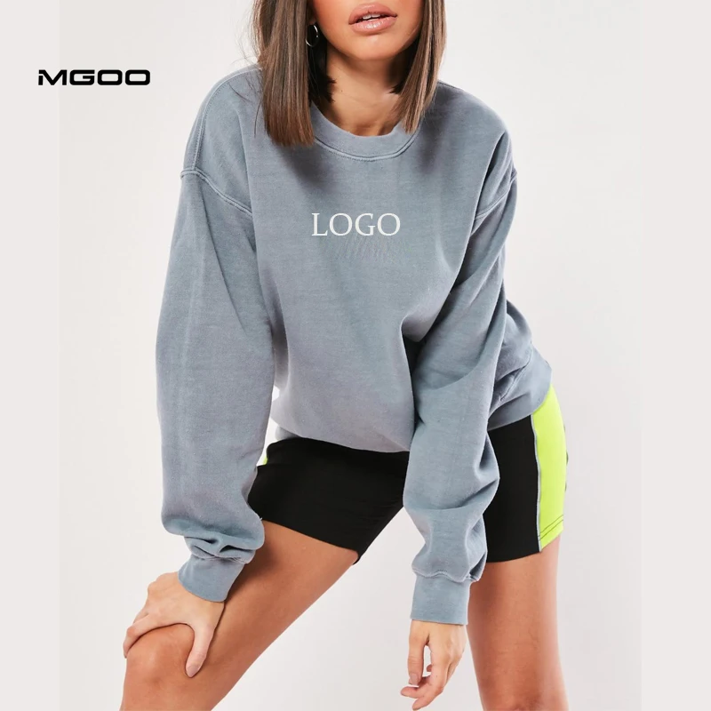 
MGOO Grey Sweatshirt Your Own Design Sweatshirt Cotton Polyester Drop Shoulder Sweatshirt  (62217777694)